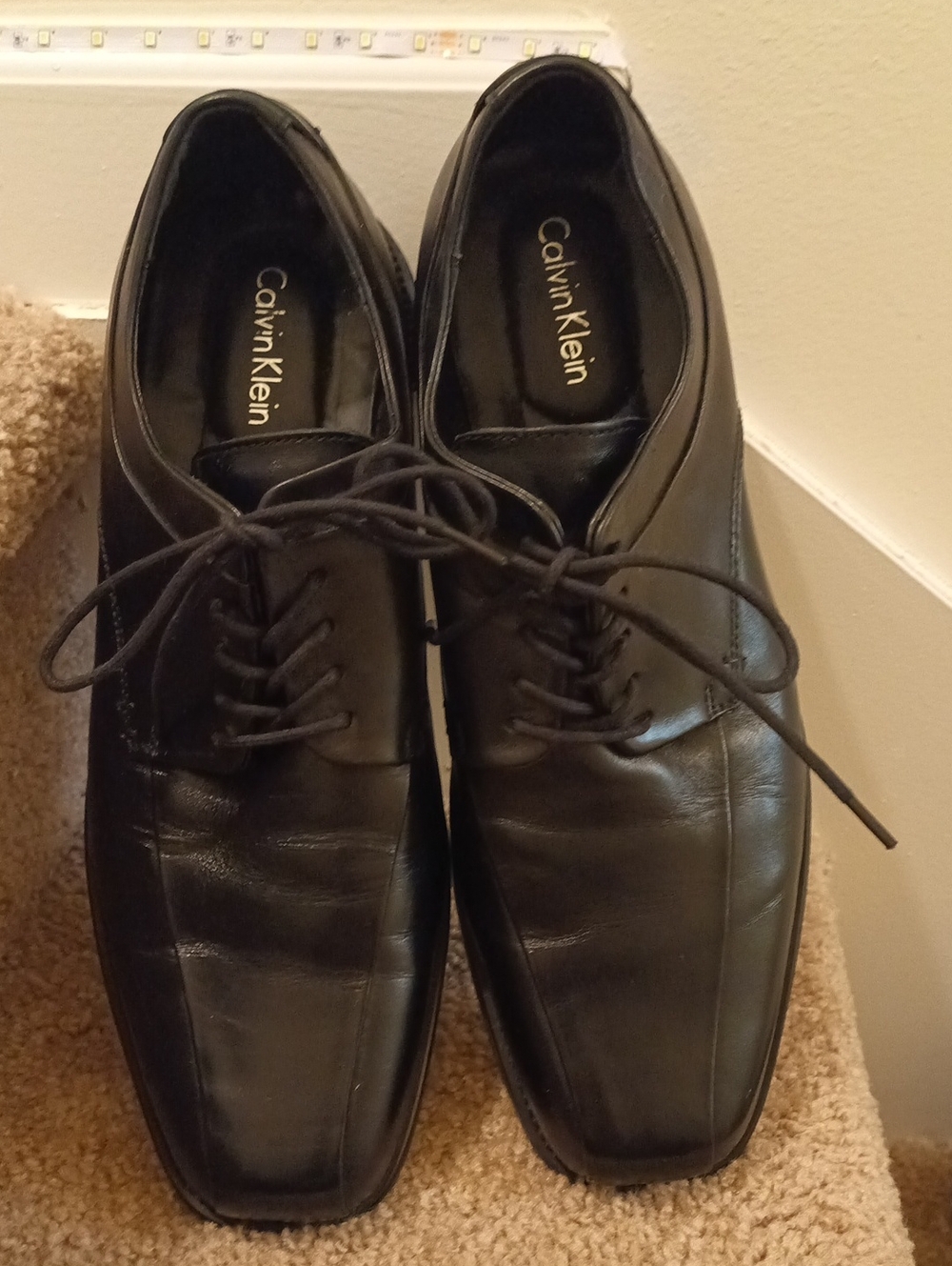 Calvin Klein Men’s Black Leather Lace-Up Derby Shoes